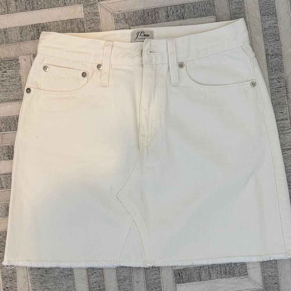 J. Crew Off-White Denim Mini Skirt